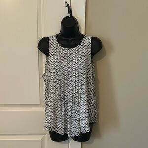 Ann Taylor Black/Off-white Diamond Pattern Sleeveless Shell